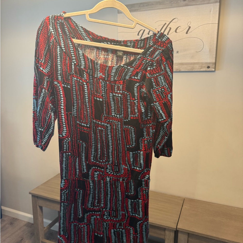 BCBGMaxAzria Multicolor Geometric Long Sleeve Dress